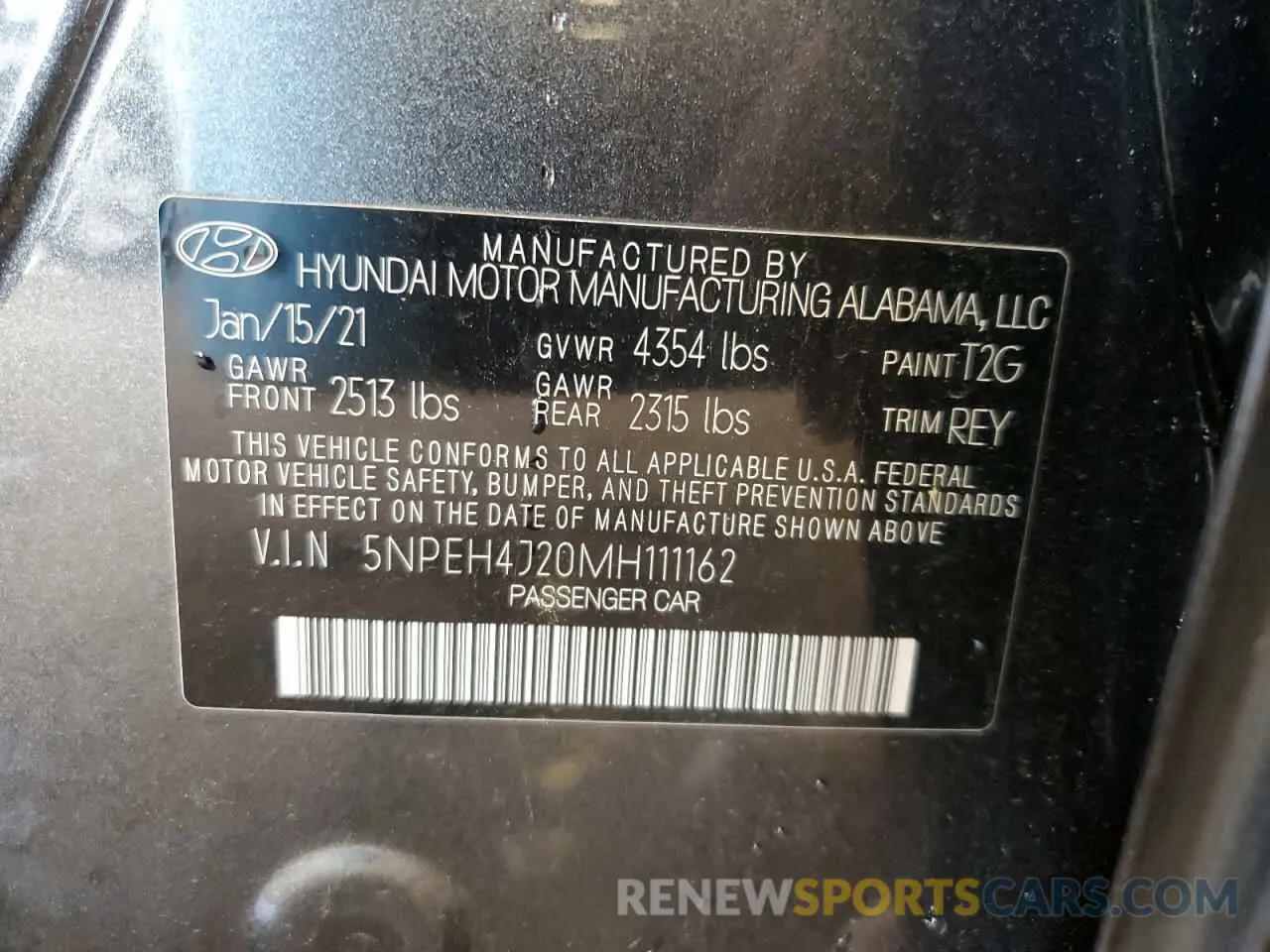 13 Photograph of a damaged car 5NPEH4J20MH111162 HYUNDAI SONATA 2021