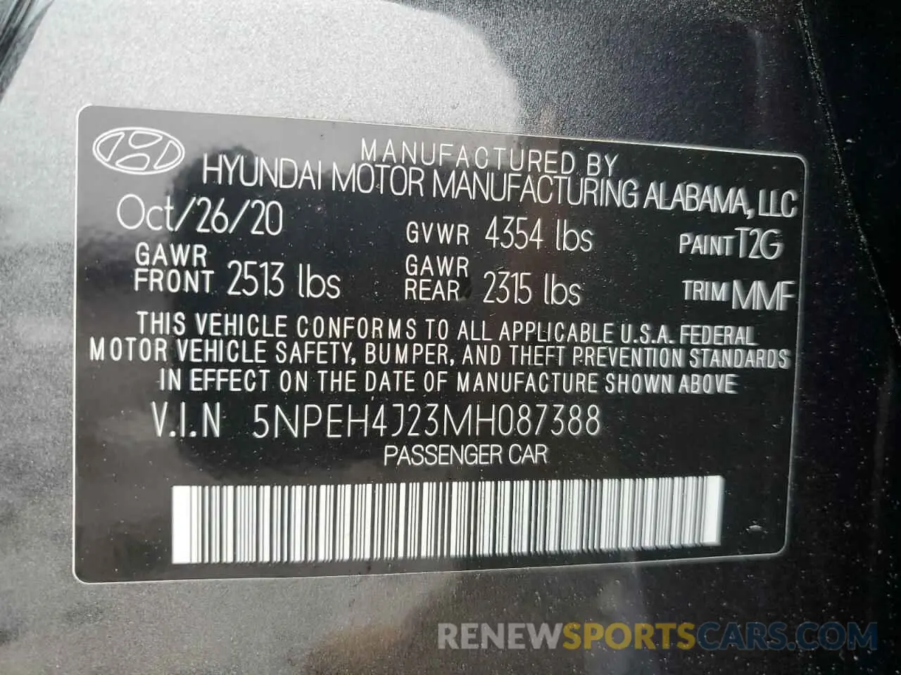 13 Photograph of a damaged car 5NPEH4J23MH087388 HYUNDAI SONATA 2021
