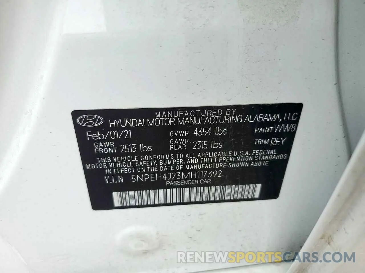 12 Photograph of a damaged car 5NPEH4J23MH117392 HYUNDAI SONATA 2021