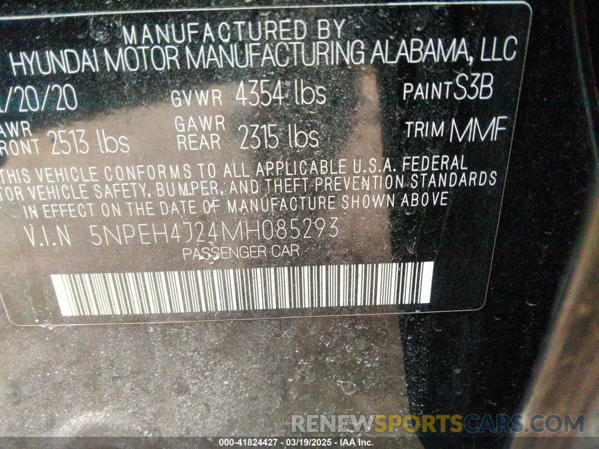 9 Photograph of a damaged car 5NPEH4J24MH085293 HYUNDAI SONATA 2021