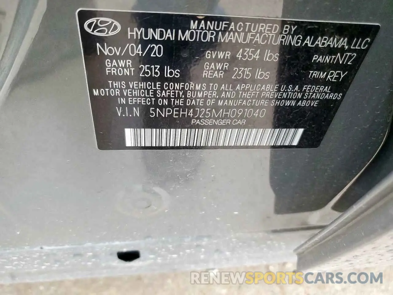 12 Photograph of a damaged car 5NPEH4J25MH091040 HYUNDAI SONATA 2021