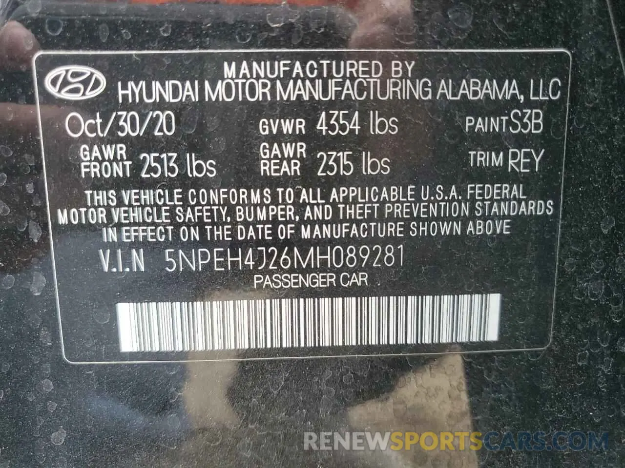 12 Photograph of a damaged car 5NPEH4J26MH089281 HYUNDAI SONATA 2021
