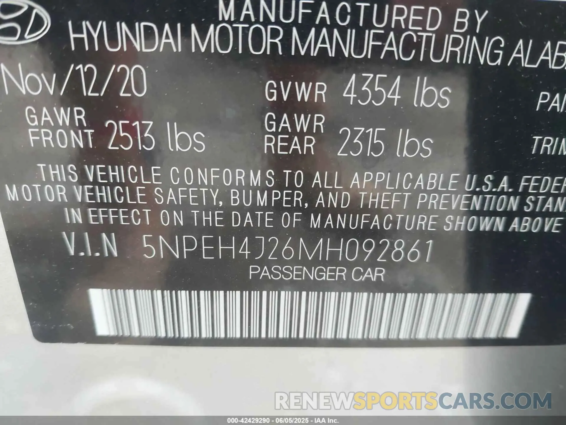 9 Photograph of a damaged car 5NPEH4J26MH092861 HYUNDAI SONATA 2021