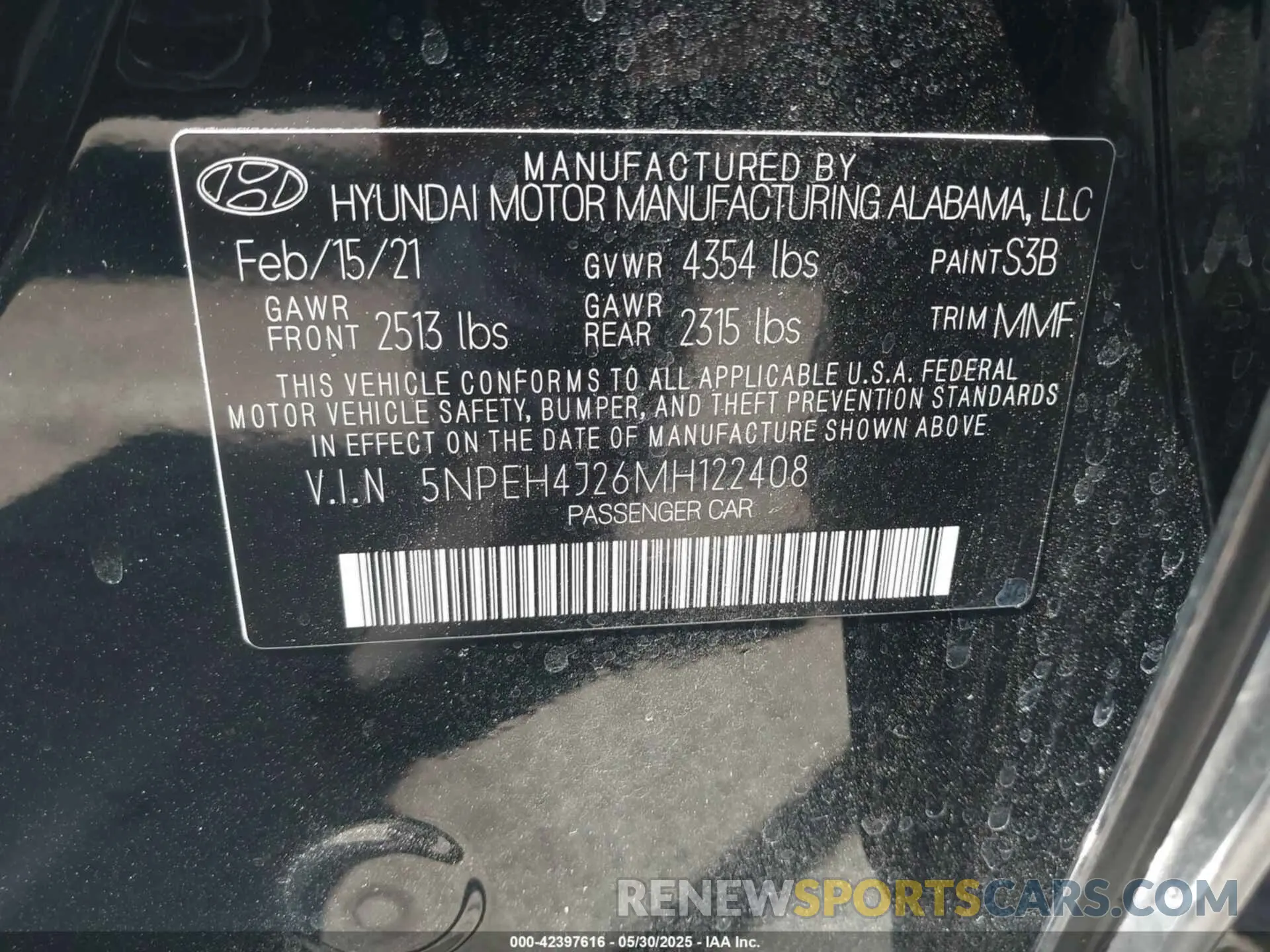 9 Photograph of a damaged car 5NPEH4J26MH122408 HYUNDAI SONATA 2021