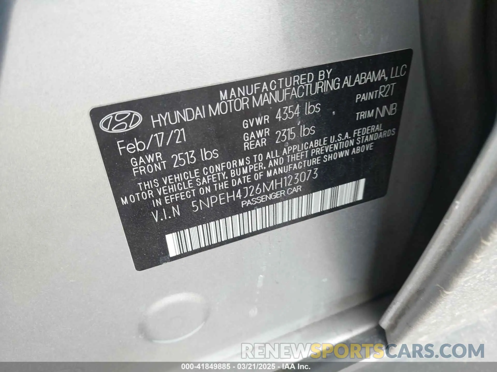 9 Photograph of a damaged car 5NPEH4J26MH123073 HYUNDAI SONATA 2021