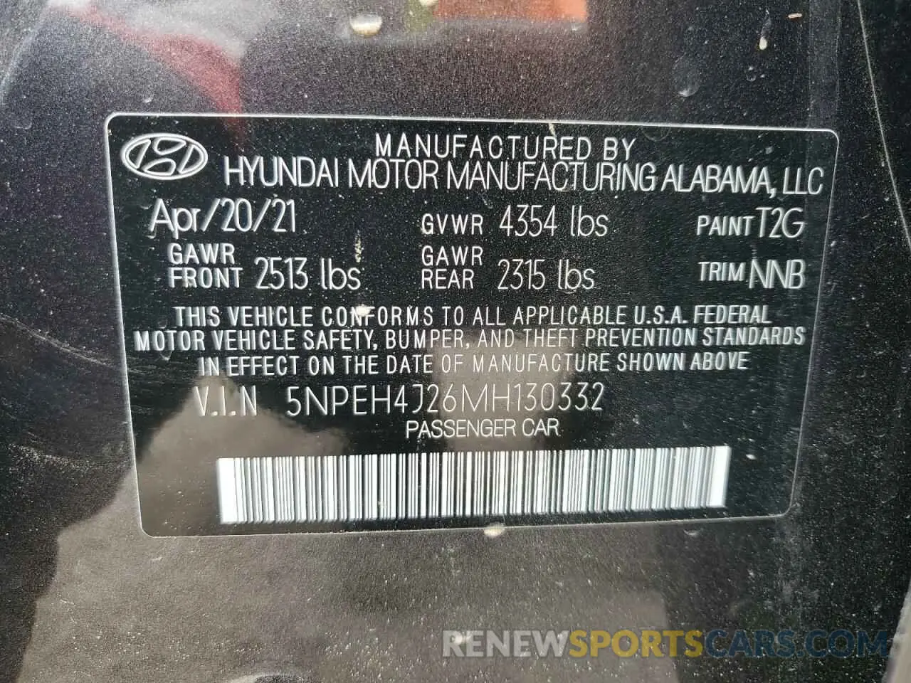 15 Photograph of a damaged car 5NPEH4J26MH130332 HYUNDAI SONATA 2021
