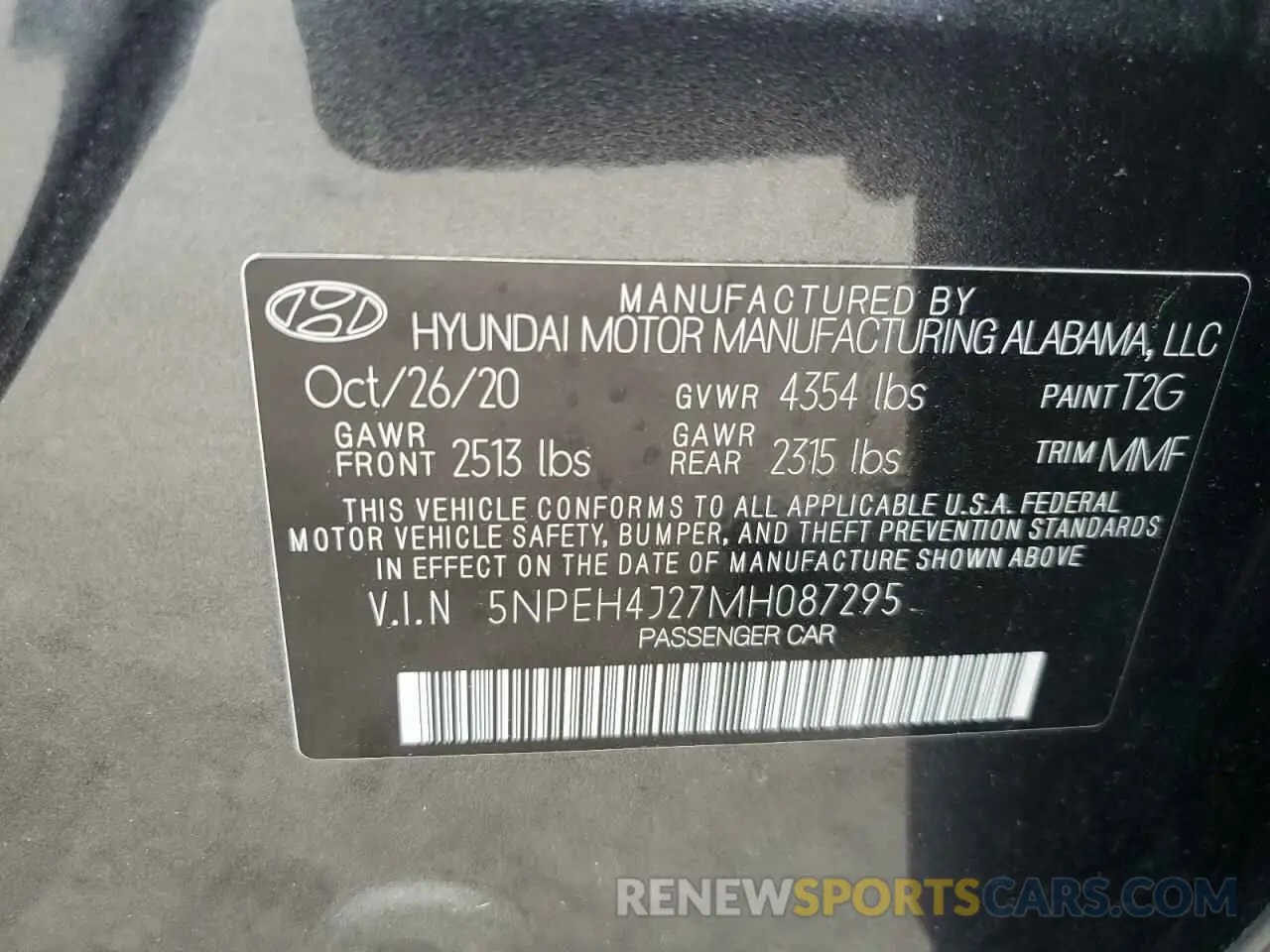 12 Photograph of a damaged car 5NPEH4J27MH087295 HYUNDAI SONATA 2021