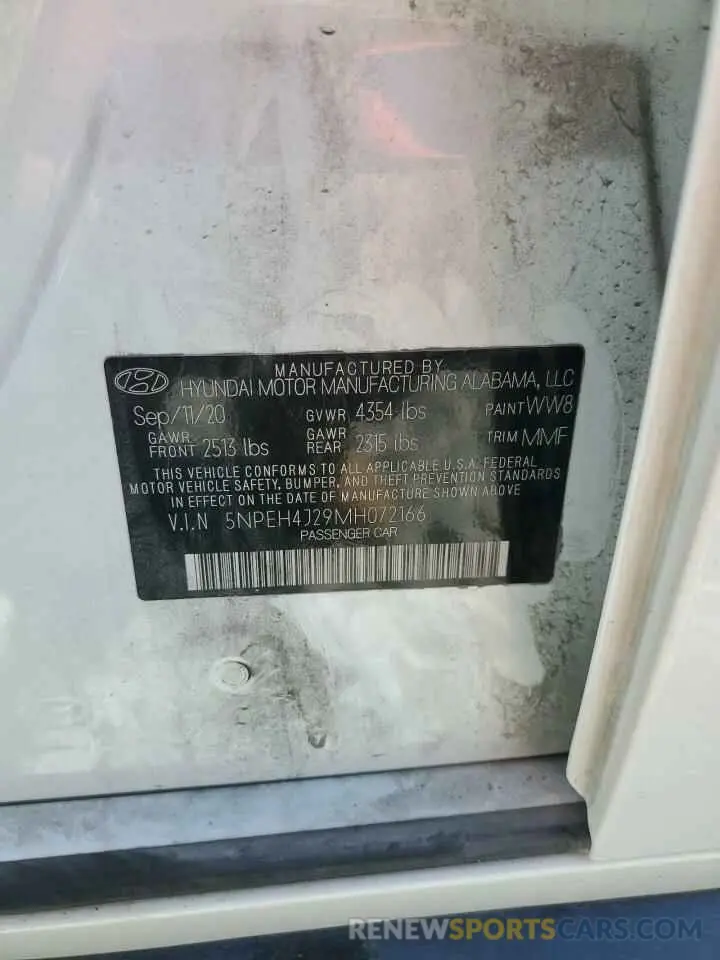 12 Photograph of a damaged car 5NPEH4J29MH072166 HYUNDAI SONATA 2021