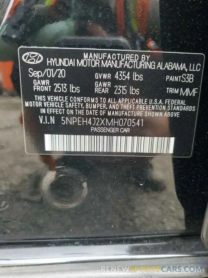 12 Photograph of a damaged car 5NPEH4J2XMH070541 HYUNDAI SONATA 2021