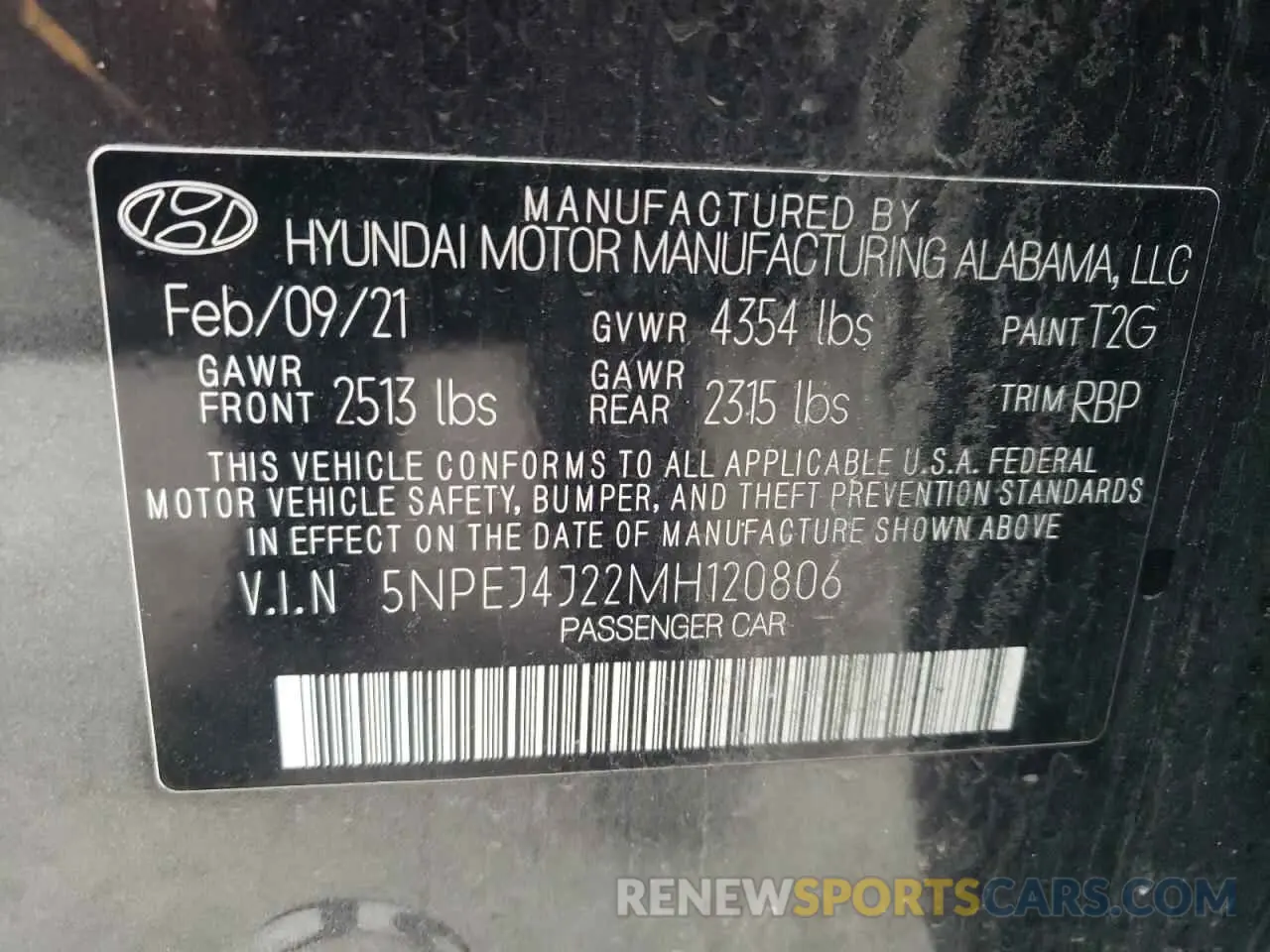 12 Photograph of a damaged car 5NPEJ4J22MH120806 HYUNDAI SONATA 2021
