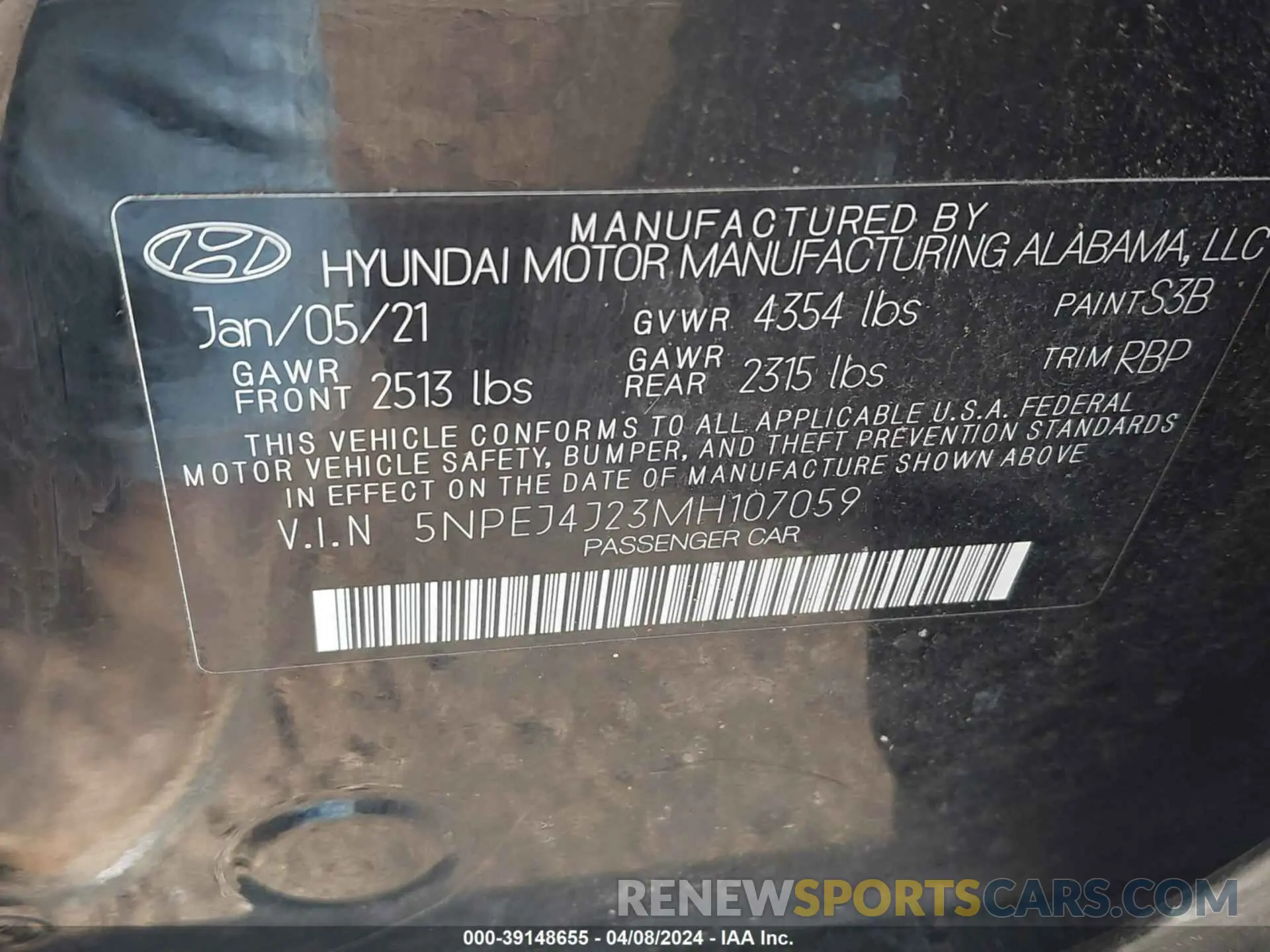 9 Photograph of a damaged car 5NPEJ4J23MH107059 HYUNDAI SONATA 2021