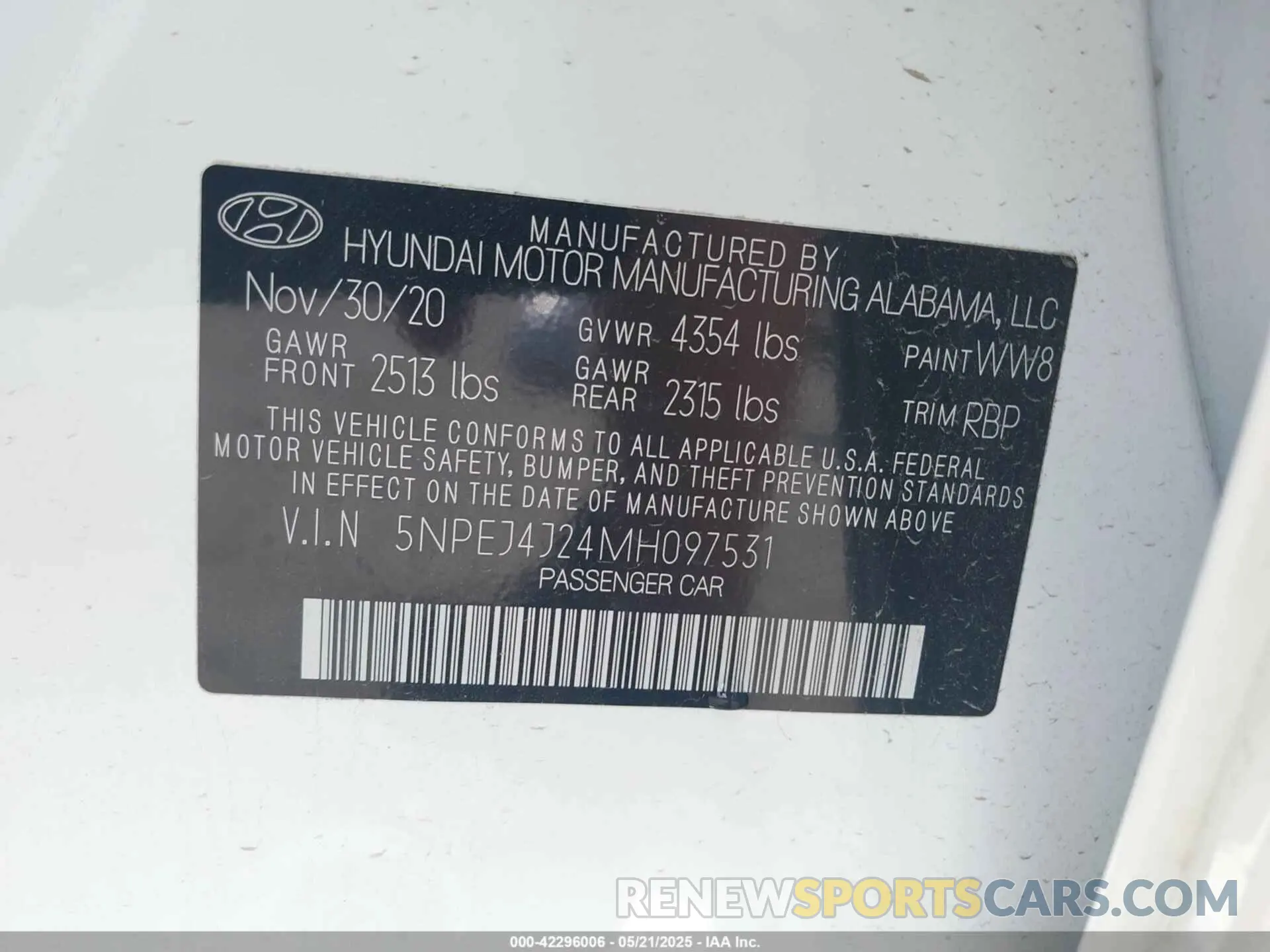 9 Photograph of a damaged car 5NPEJ4J24MH097531 HYUNDAI SONATA 2021