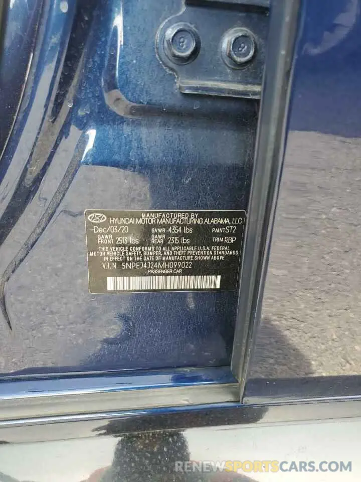 13 Photograph of a damaged car 5NPEJ4J24MH099022 HYUNDAI SONATA 2021