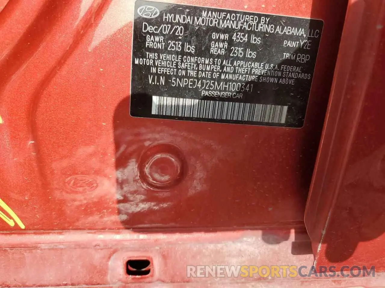 13 Photograph of a damaged car 5NPEJ4J25MH100341 HYUNDAI SONATA 2021
