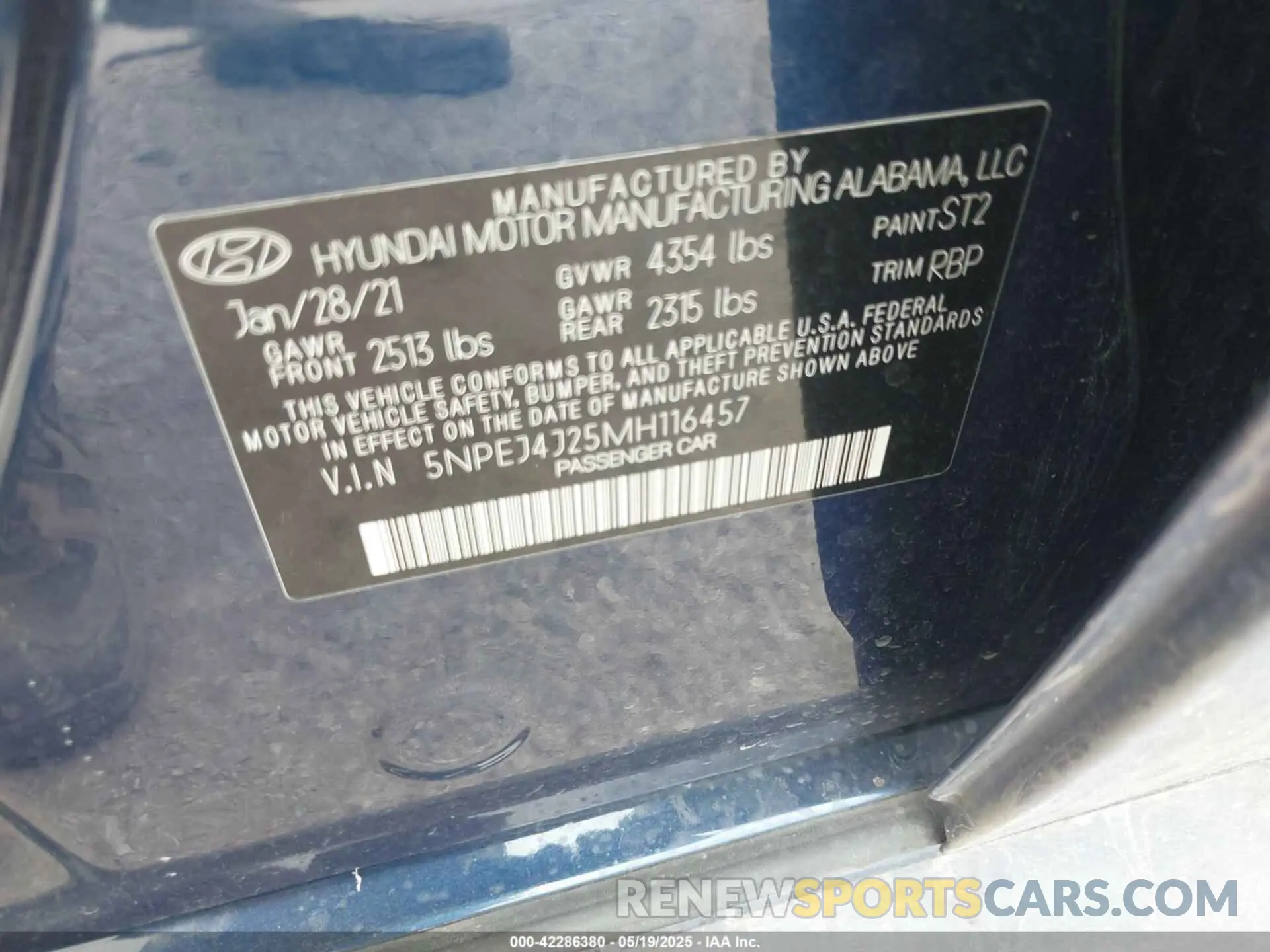 9 Photograph of a damaged car 5NPEJ4J25MH116457 HYUNDAI SONATA 2021