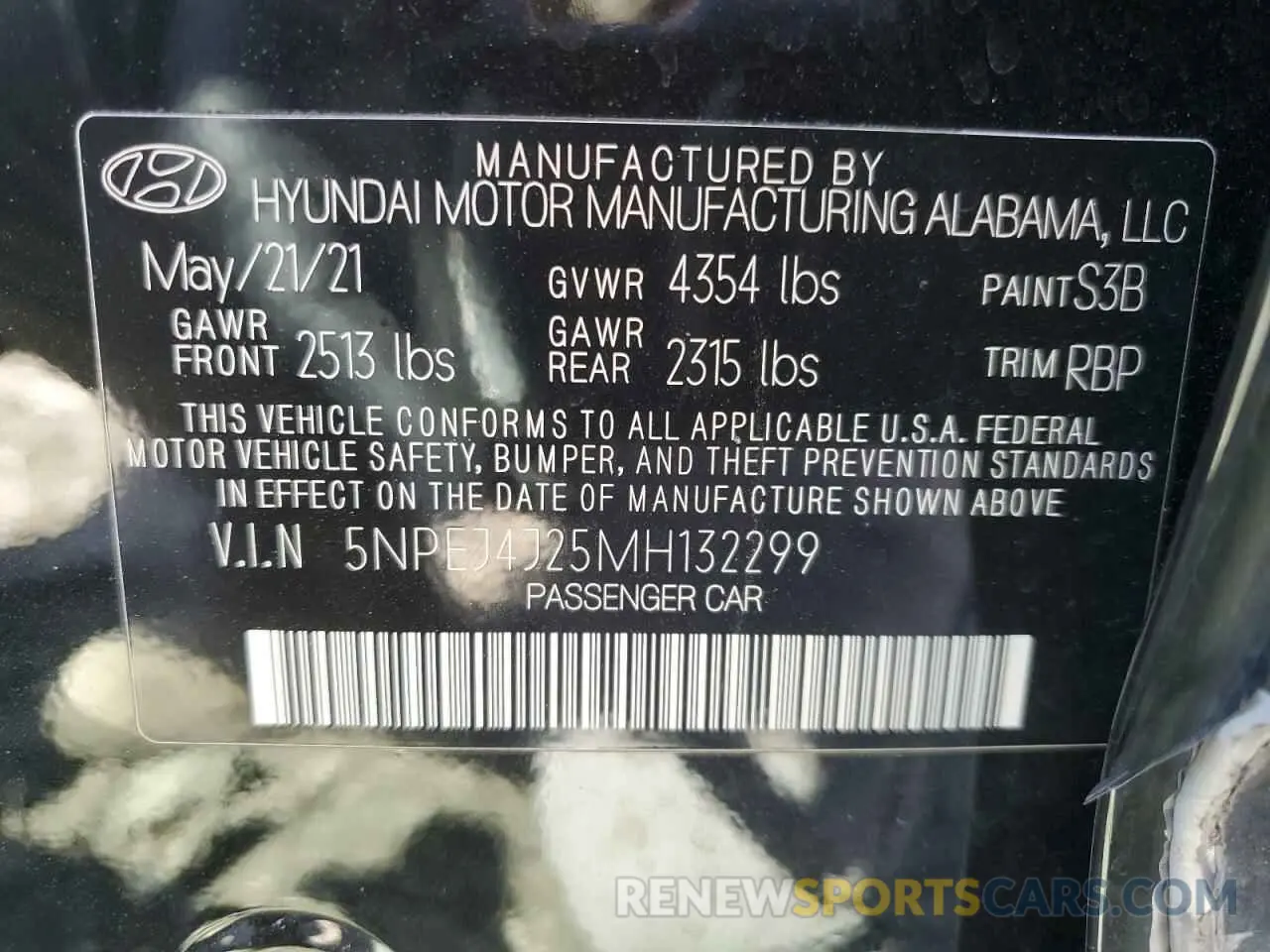 14 Photograph of a damaged car 5NPEJ4J25MH132299 HYUNDAI SONATA 2021
