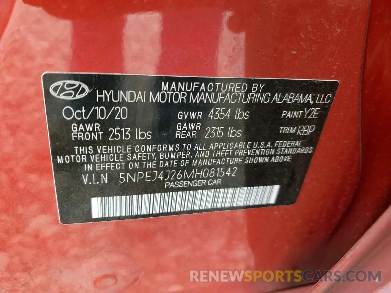12 Photograph of a damaged car 5NPEJ4J26MH081542 HYUNDAI SONATA 2021