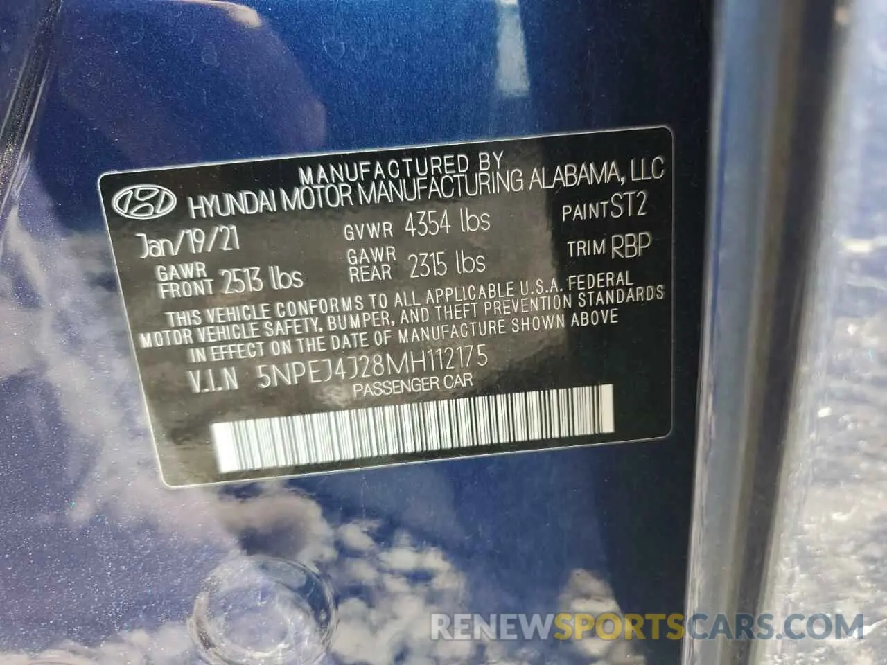 13 Photograph of a damaged car 5NPEJ4J28MH112175 HYUNDAI SONATA 2021