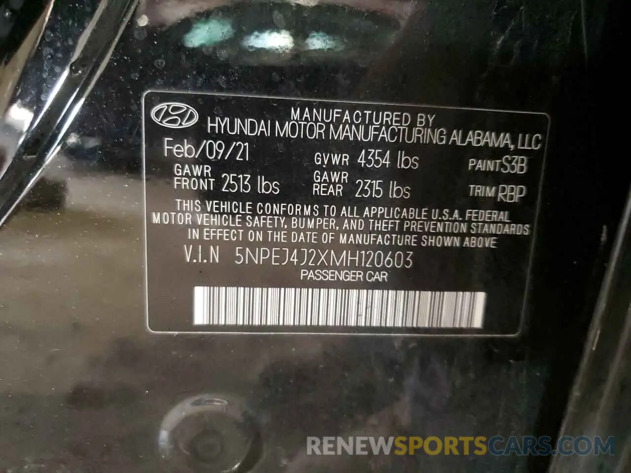 12 Photograph of a damaged car 5NPEJ4J2XMH120603 HYUNDAI SONATA 2021