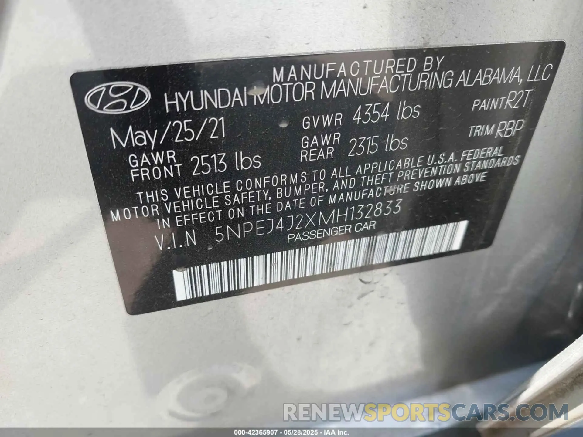 9 Photograph of a damaged car 5NPEJ4J2XMH132833 HYUNDAI SONATA 2021