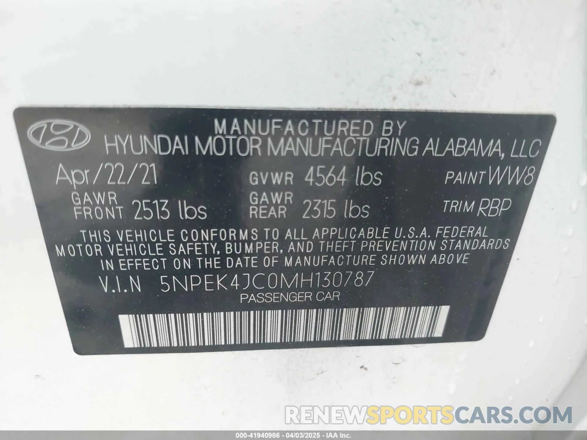 9 Photograph of a damaged car 5NPEK4JC0MH130787 HYUNDAI SONATA 2021