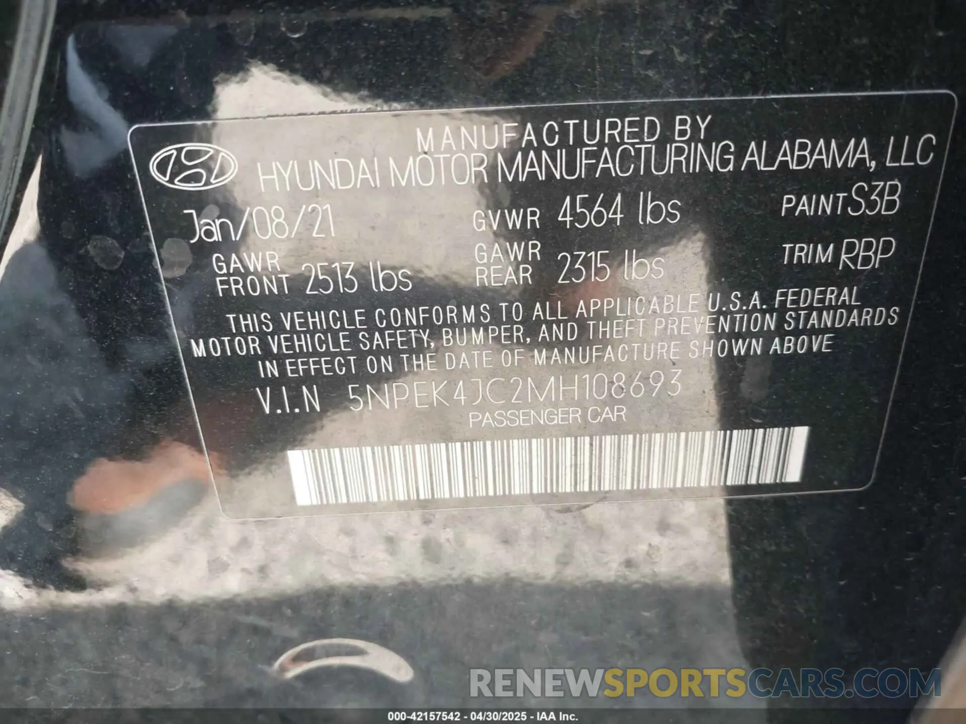 9 Photograph of a damaged car 5NPEK4JC2MH108693 HYUNDAI SONATA 2021