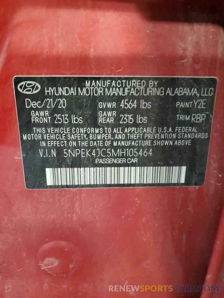 12 Photograph of a damaged car 5NPEK4JC5MH105464 HYUNDAI SONATA 2021