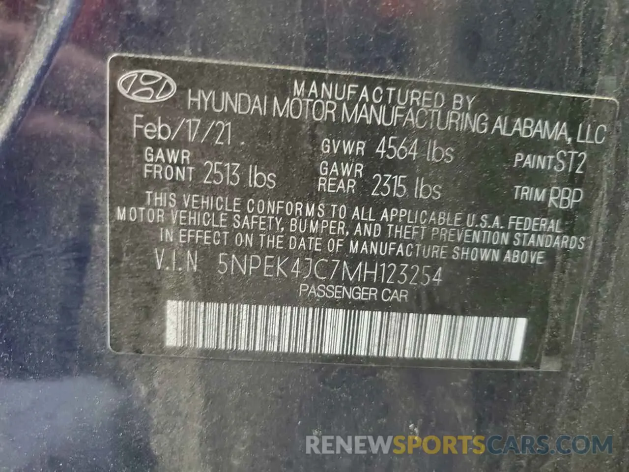 12 Photograph of a damaged car 5NPEK4JC7MH123254 HYUNDAI SONATA 2021