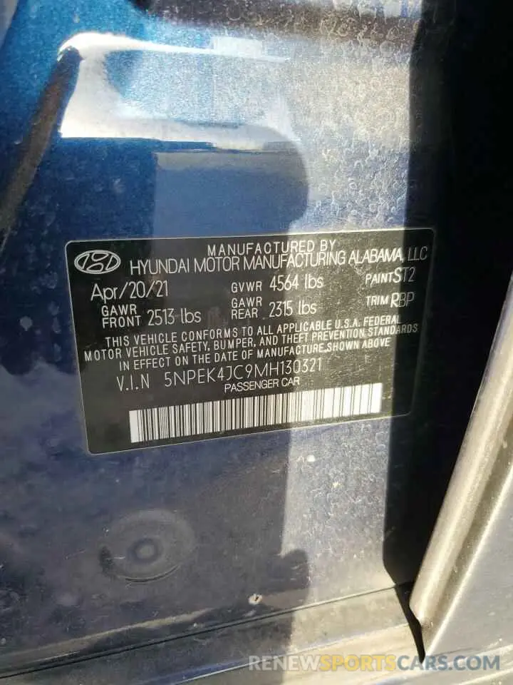 14 Photograph of a damaged car 5NPEK4JC9MH130321 HYUNDAI SONATA 2021