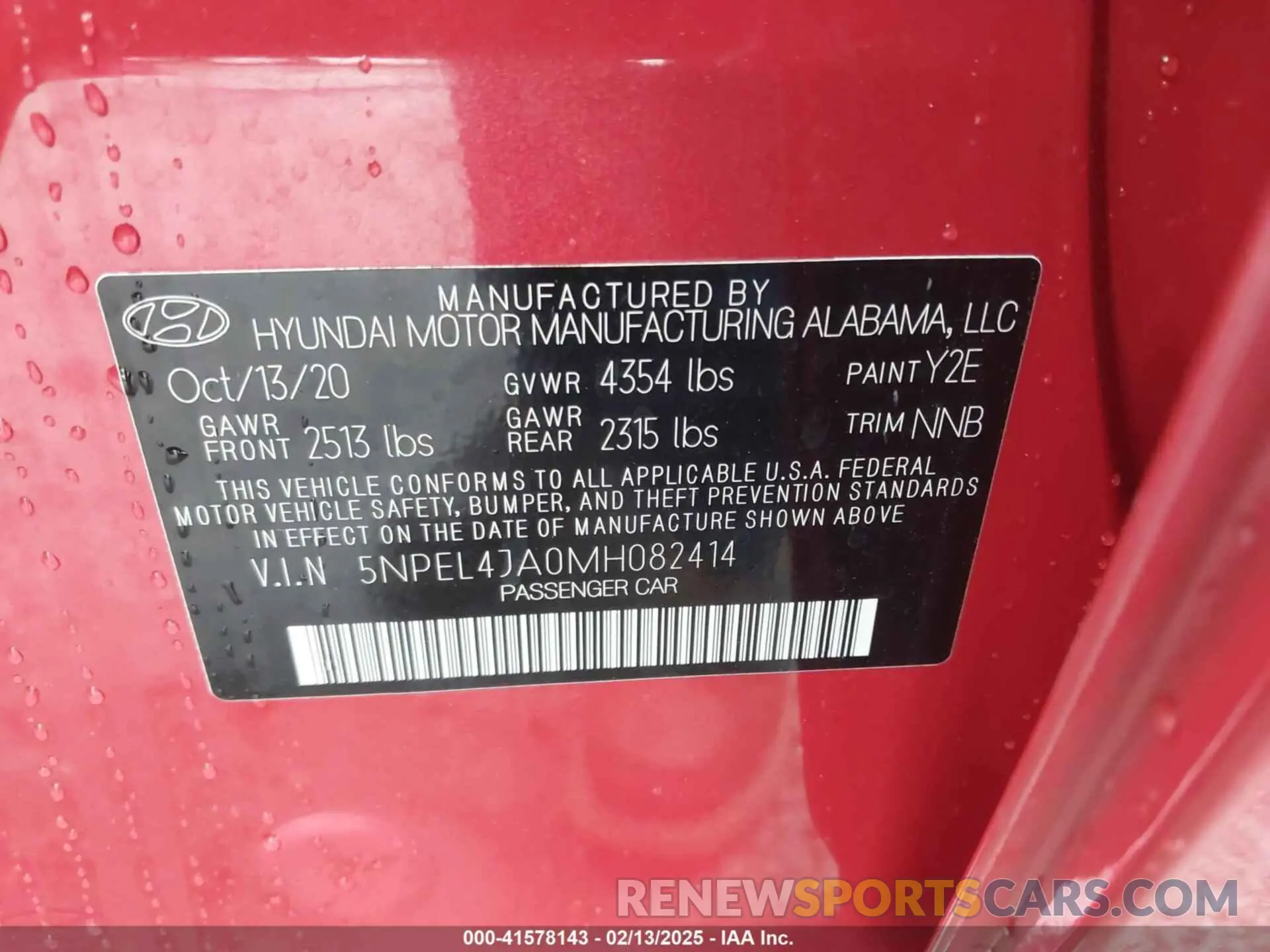 9 Photograph of a damaged car 5NPEL4JA0MH082414 HYUNDAI SONATA 2021