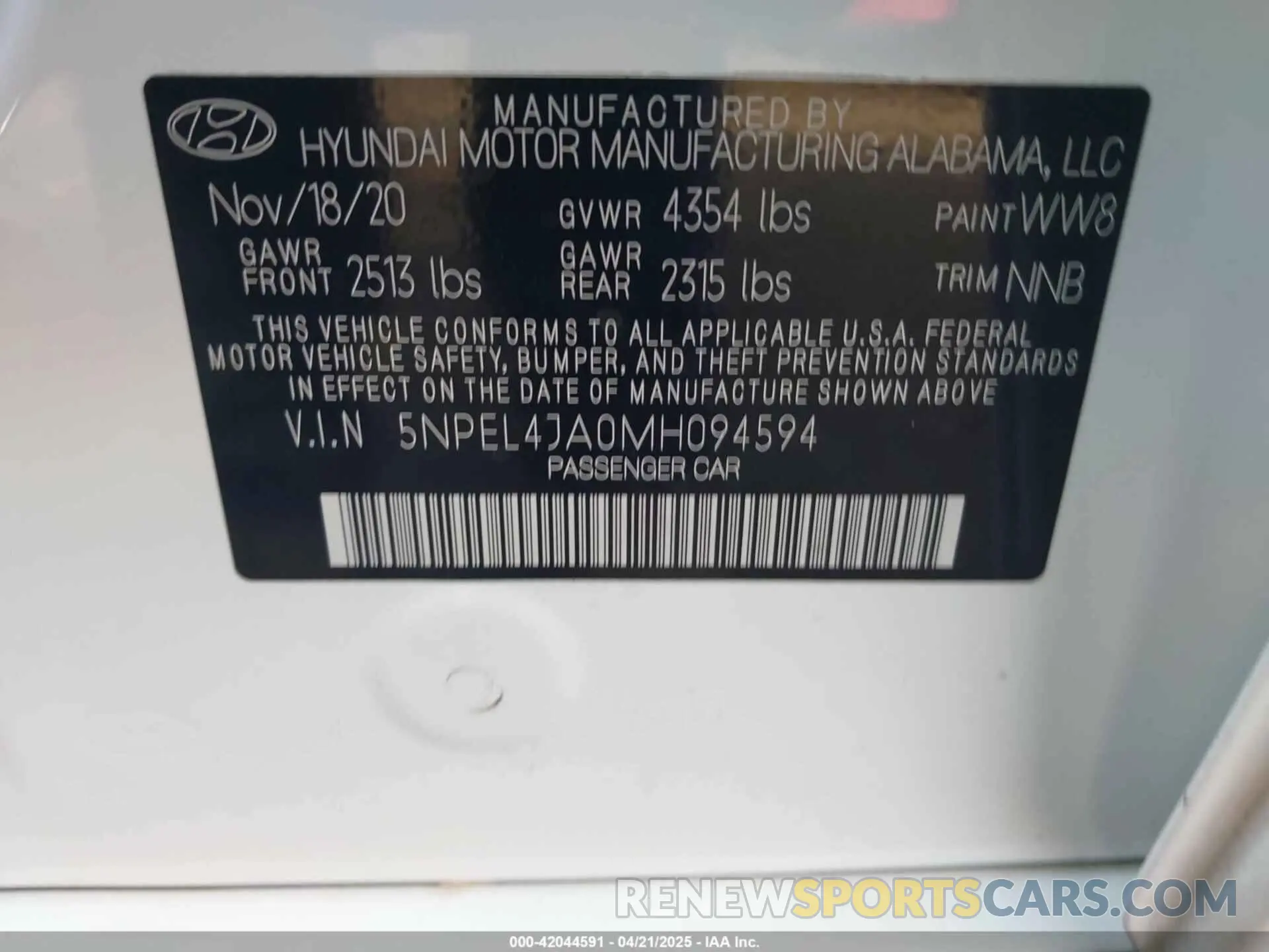 9 Photograph of a damaged car 5NPEL4JA0MH094594 HYUNDAI SONATA 2021