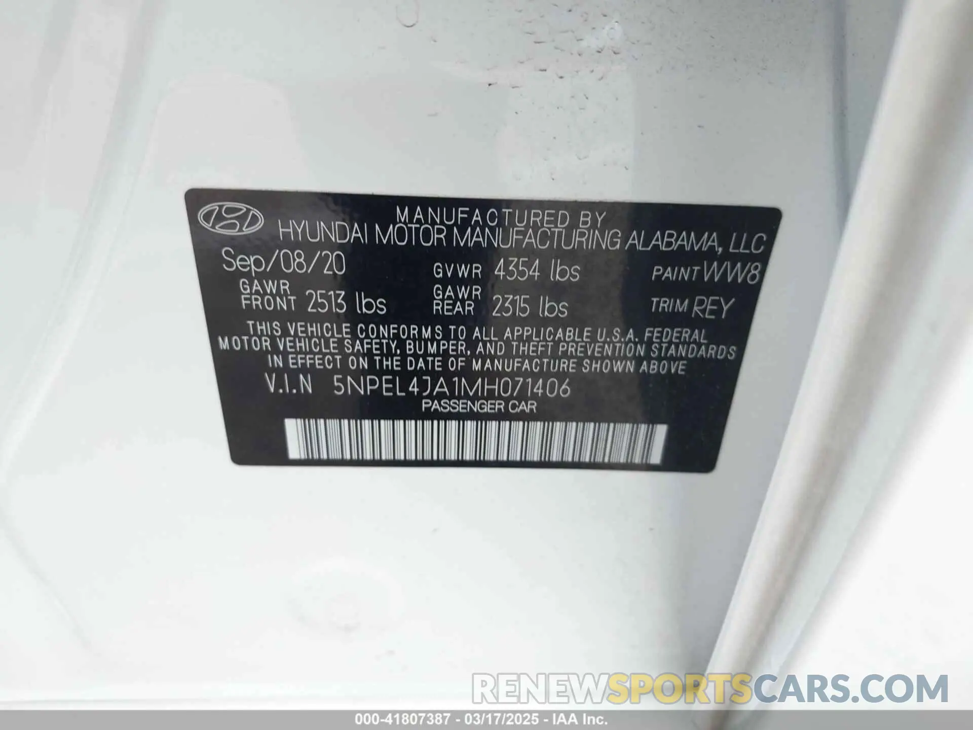 9 Photograph of a damaged car 5NPEL4JA1MH071406 HYUNDAI SONATA 2021