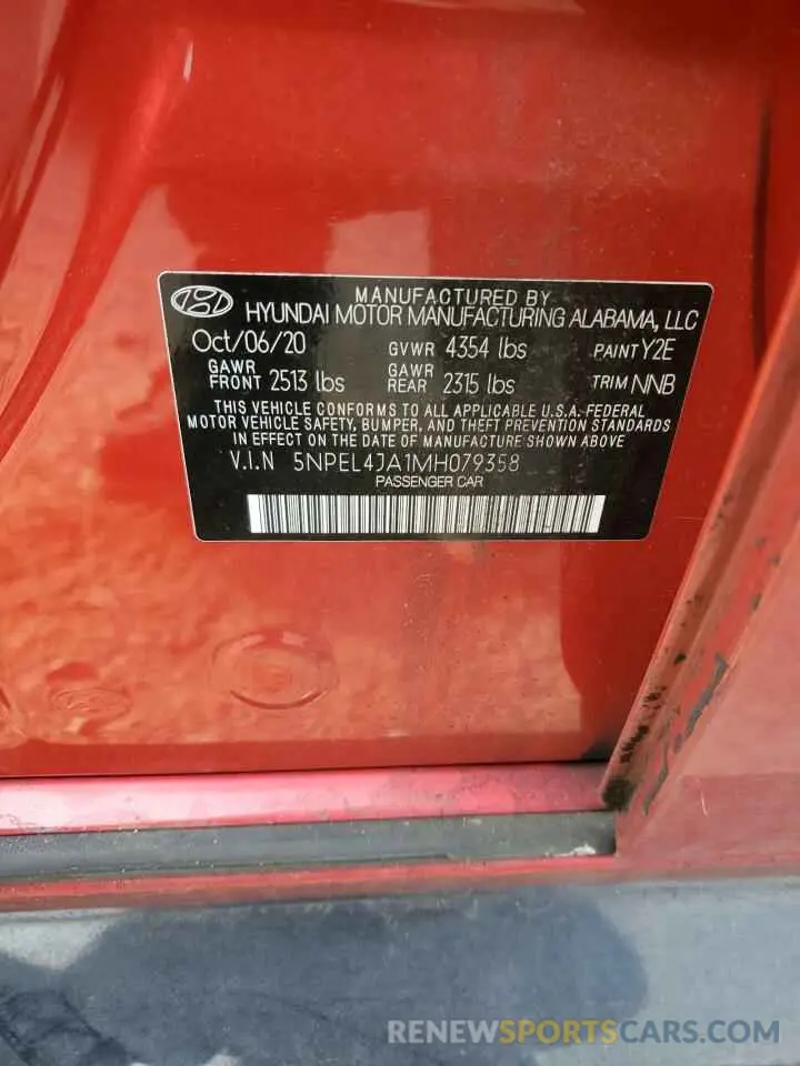 12 Photograph of a damaged car 5NPEL4JA1MH079358 HYUNDAI SONATA 2021