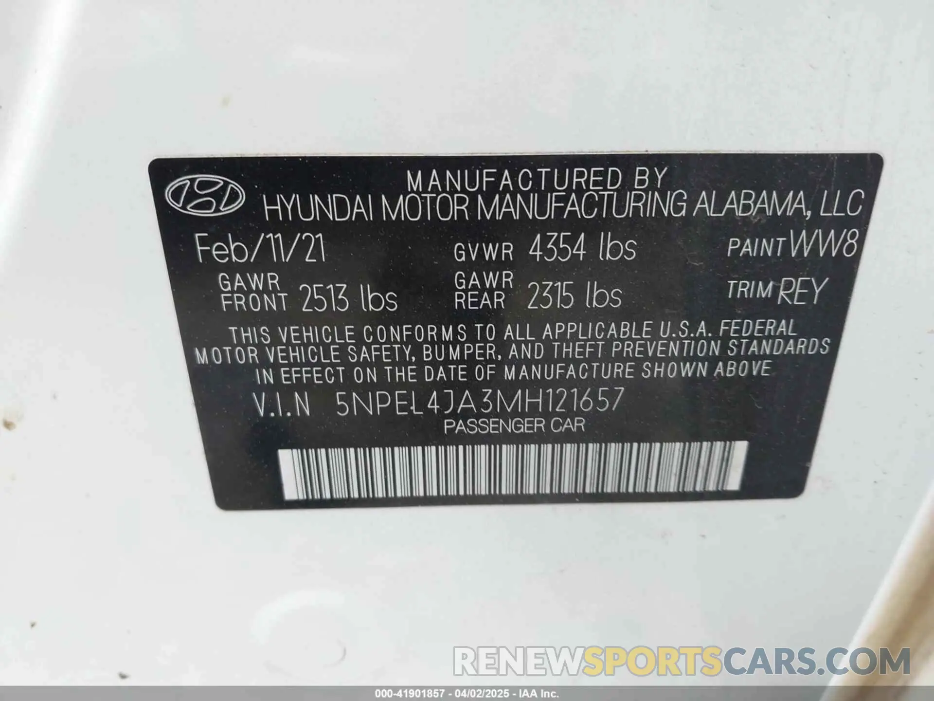 9 Photograph of a damaged car 5NPEL4JA3MH121657 HYUNDAI SONATA 2021