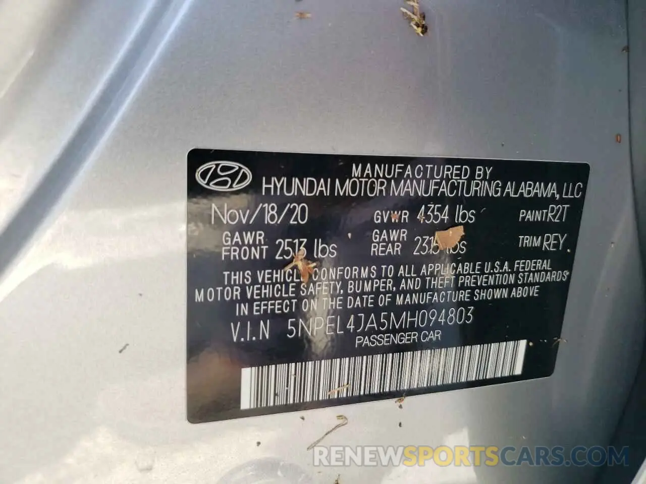 13 Photograph of a damaged car 5NPEL4JA5MH094803 HYUNDAI SONATA 2021