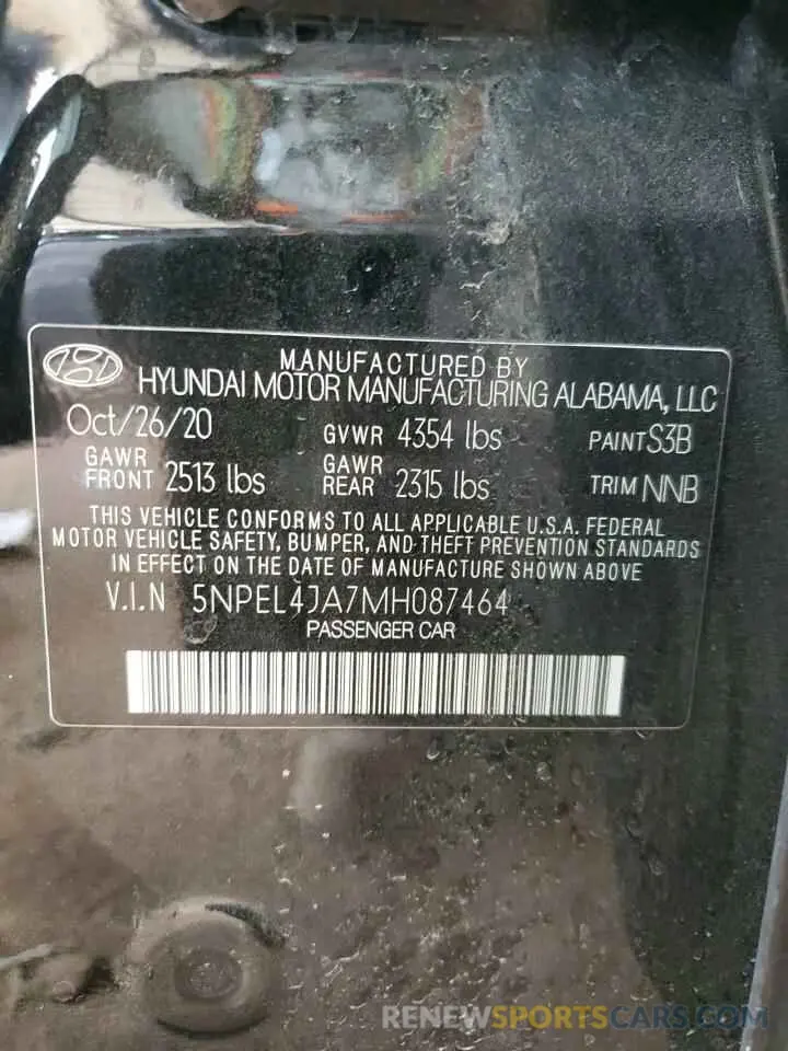 12 Photograph of a damaged car 5NPEL4JA7MH087464 HYUNDAI SONATA 2021