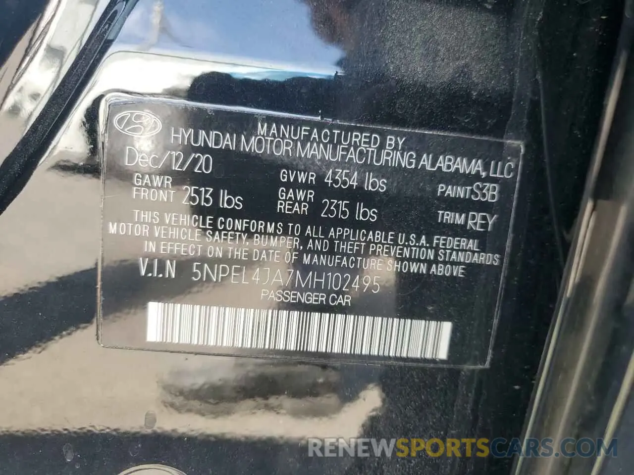 13 Photograph of a damaged car 5NPEL4JA7MH102495 HYUNDAI SONATA 2021