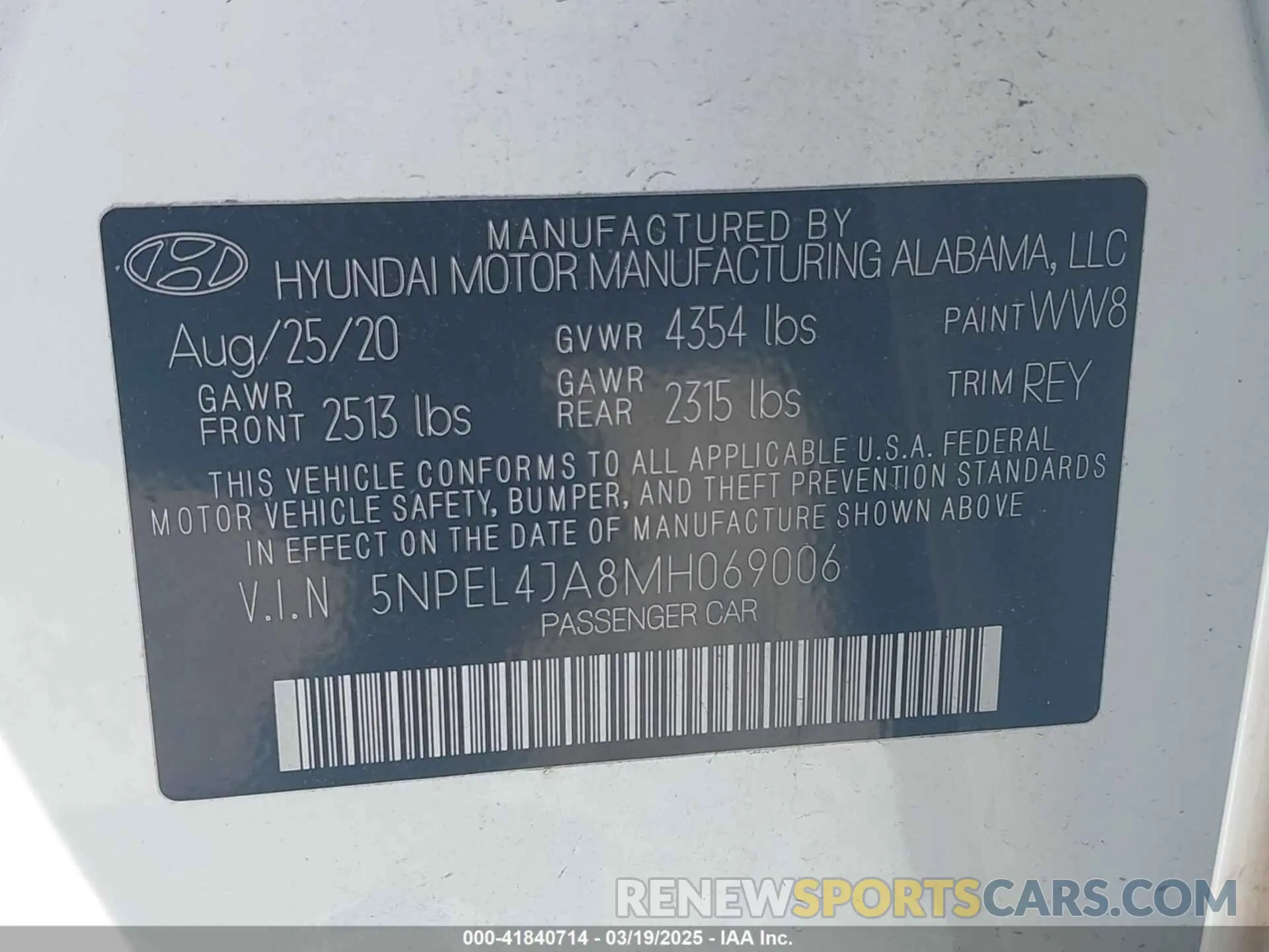9 Photograph of a damaged car 5NPEL4JA8MH069006 HYUNDAI SONATA 2021
