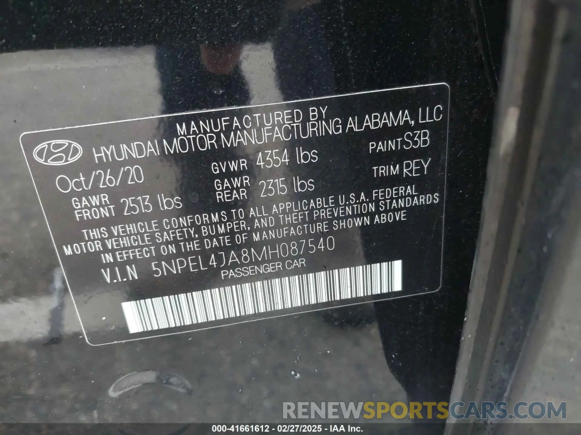 9 Photograph of a damaged car 5NPEL4JA8MH087540 HYUNDAI SONATA 2021