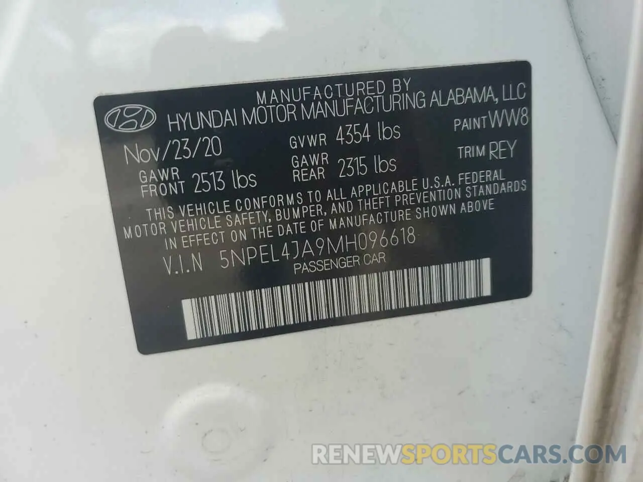 12 Photograph of a damaged car 5NPEL4JA9MH096618 HYUNDAI SONATA 2021