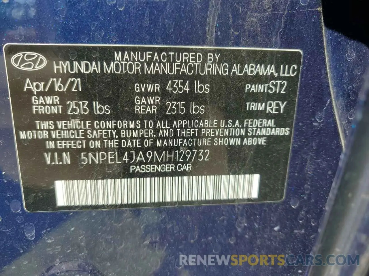 12 Photograph of a damaged car 5NPEL4JA9MH129732 HYUNDAI SONATA 2021