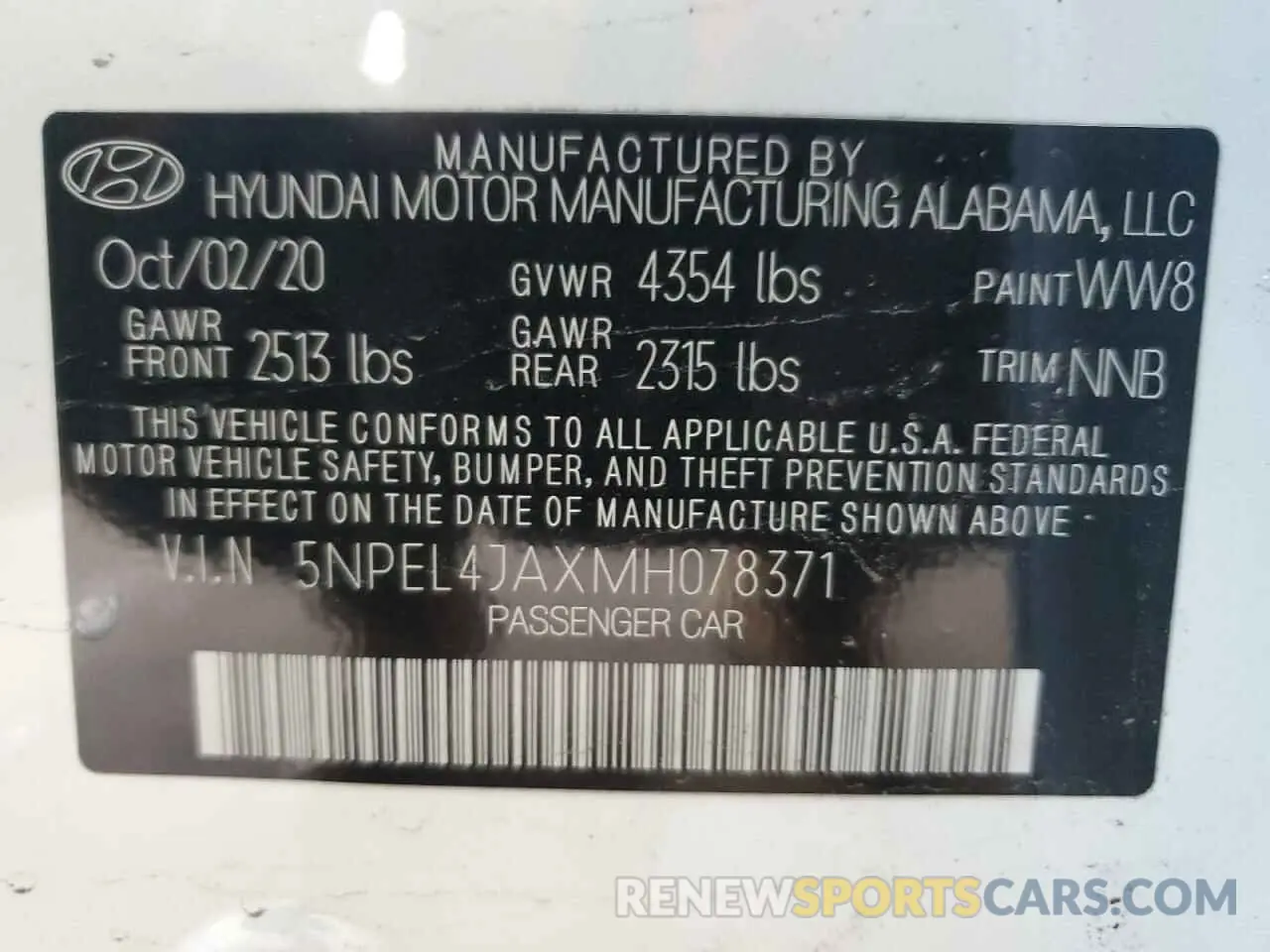 14 Photograph of a damaged car 5NPEL4JAXMH078371 HYUNDAI SONATA 2021