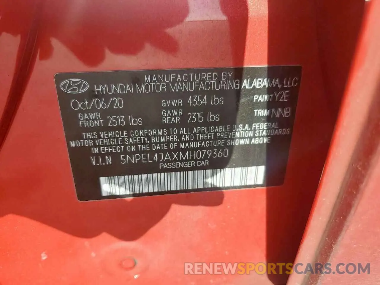 13 Photograph of a damaged car 5NPEL4JAXMH079360 HYUNDAI SONATA 2021