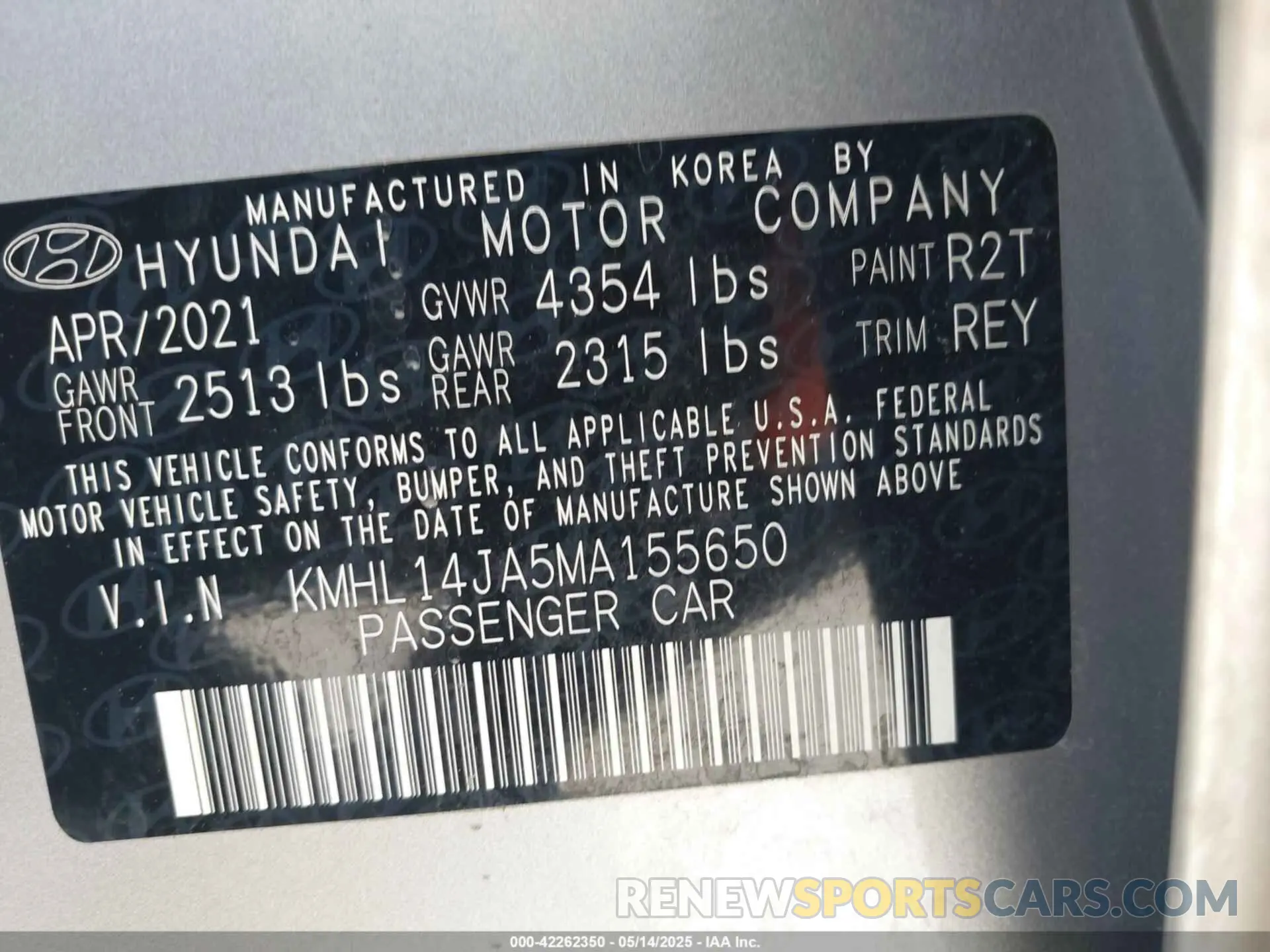 9 Photograph of a damaged car KMHL14JA5MA155650 HYUNDAI SONATA 2021