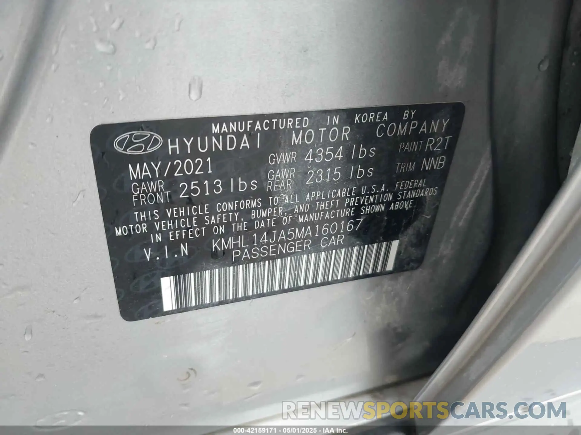 9 Photograph of a damaged car KMHL14JA5MA160167 HYUNDAI SONATA 2021