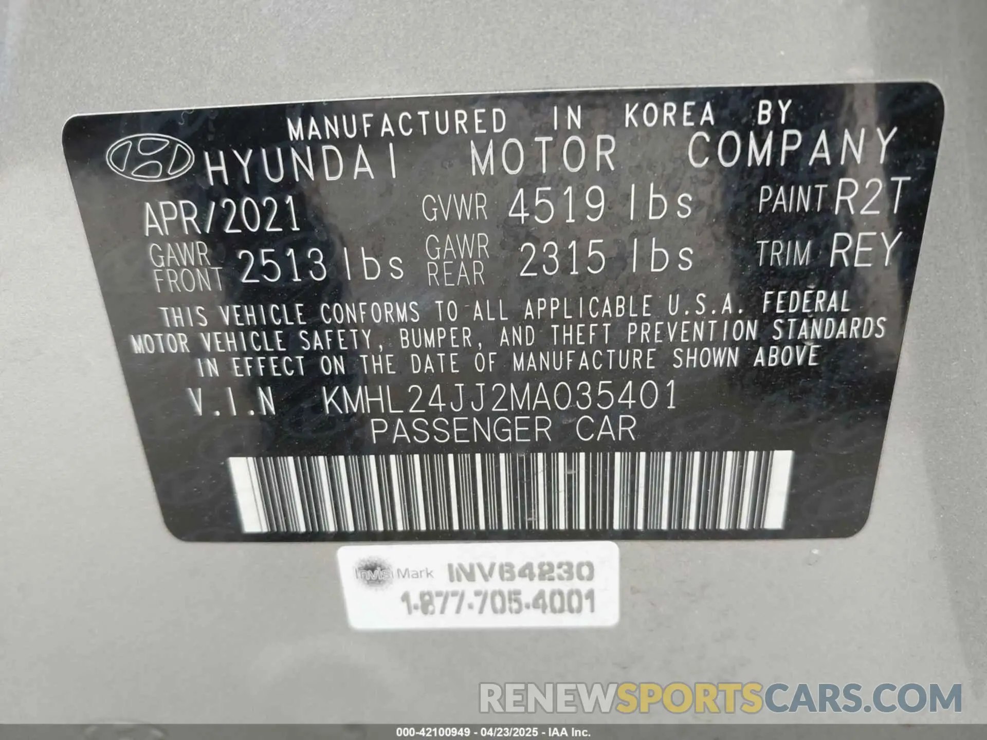 9 Photograph of a damaged car KMHL24JJ2MA035401 HYUNDAI SONATA 2021