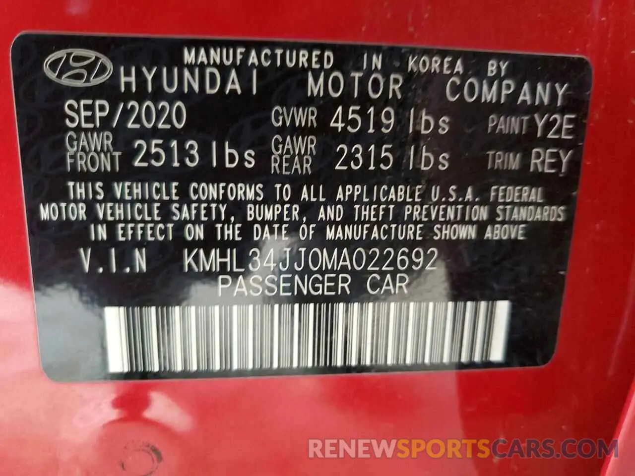 12 Photograph of a damaged car KMHL34JJ0MA022692 HYUNDAI SONATA 2021