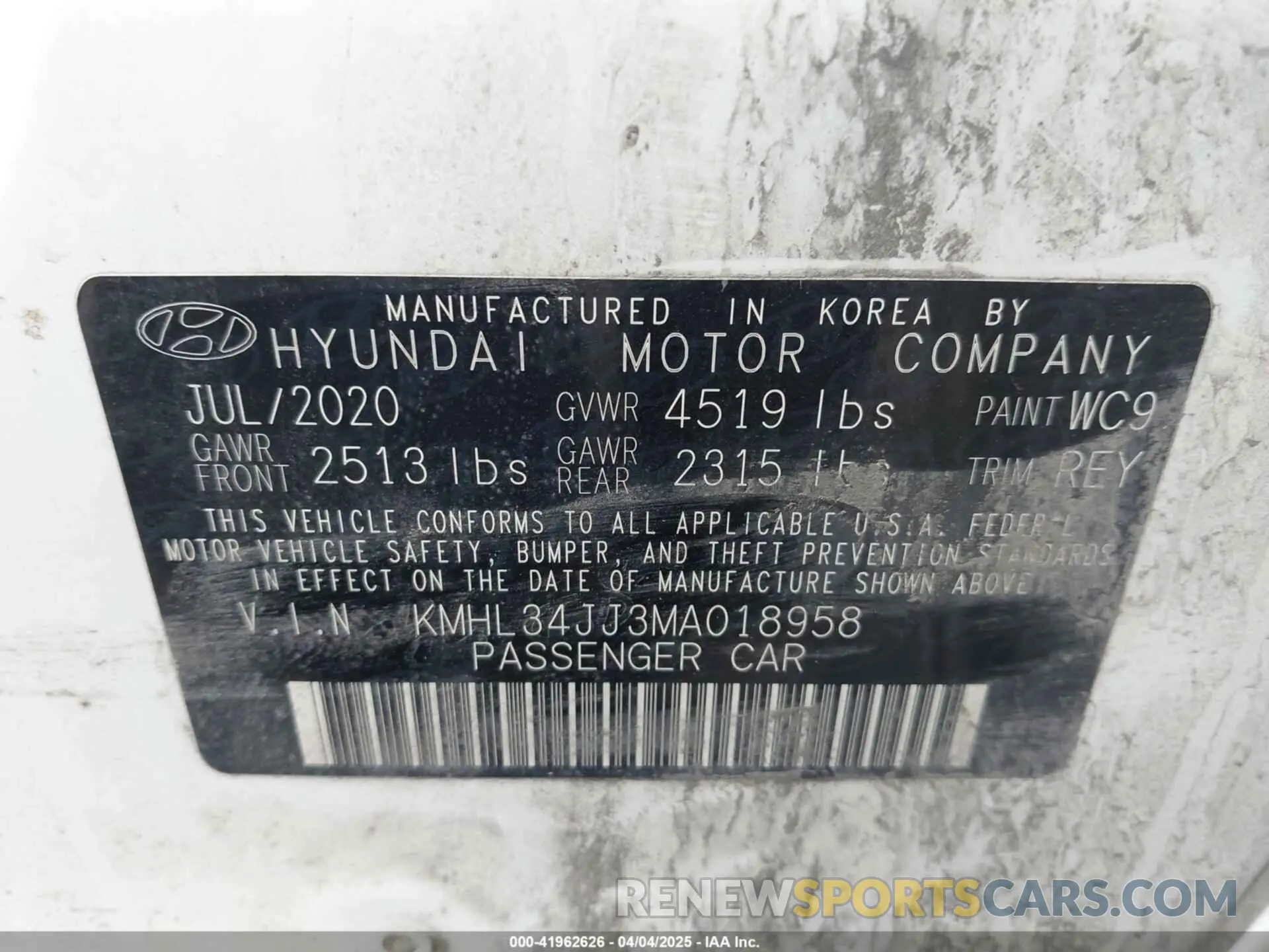 9 Photograph of a damaged car KMHL34JJ3MA018958 HYUNDAI SONATA 2021