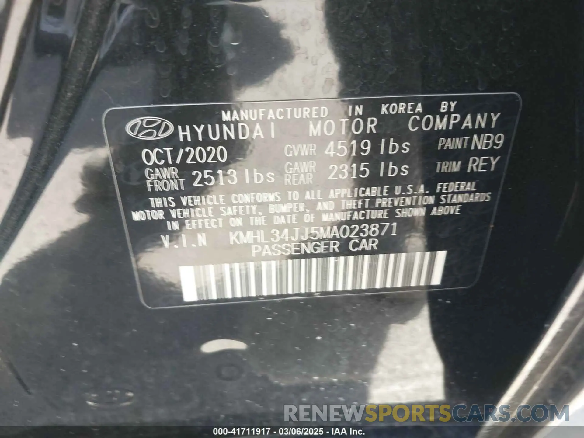 9 Photograph of a damaged car KMHL34JJ5MA023871 HYUNDAI SONATA 2021