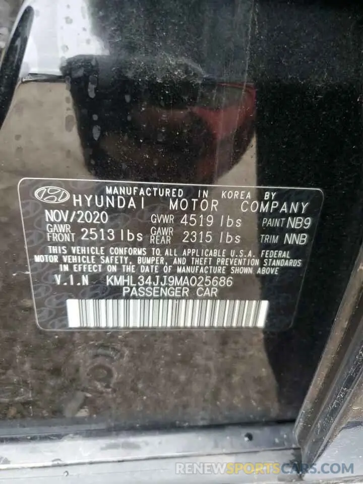 12 Photograph of a damaged car KMHL34JJ9MA025686 HYUNDAI SONATA 2021